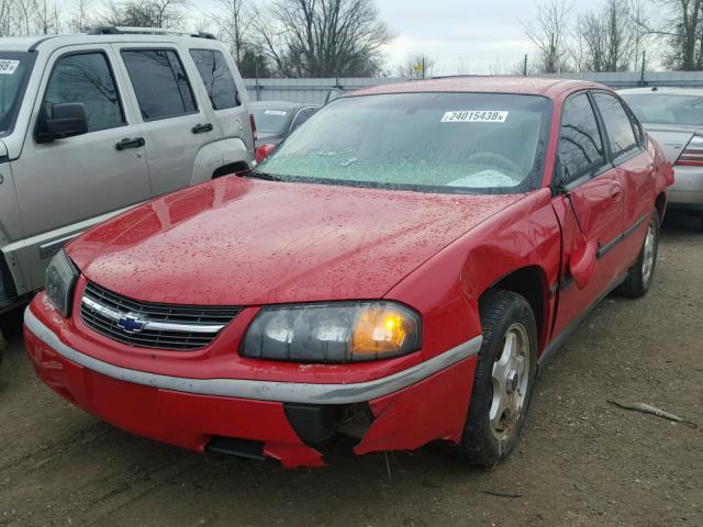 2G1WF55E549419346 - 2004 CHEVROLET IMPALA RED photo 2