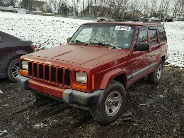 1J4FF68S8XL660551 - 1999 JEEP CHEROKEE S RED photo 2