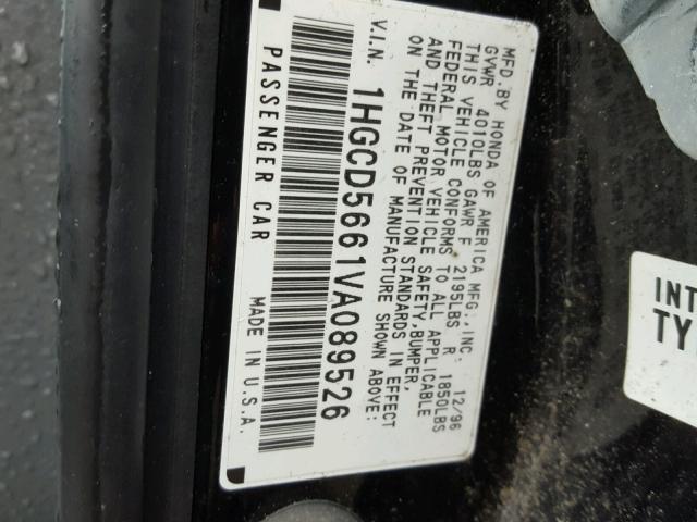 1HGCD5661VA089526 - 1997 HONDA ACCORD EX BLACK photo 10