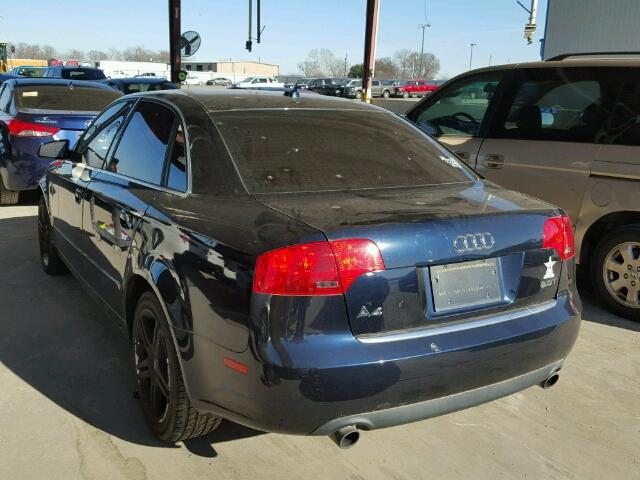 WAUAF78E47A025402 - 2007 AUDI A4 2 BLUE photo 3