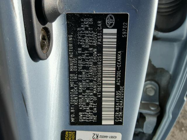 4T1BE32K06U666251 - 2006 TOYOTA CAMRY LE BLUE photo 10