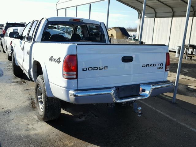 1D7HG48N84S740238 - 2004 DODGE DAKOTA QUA WHITE photo 3