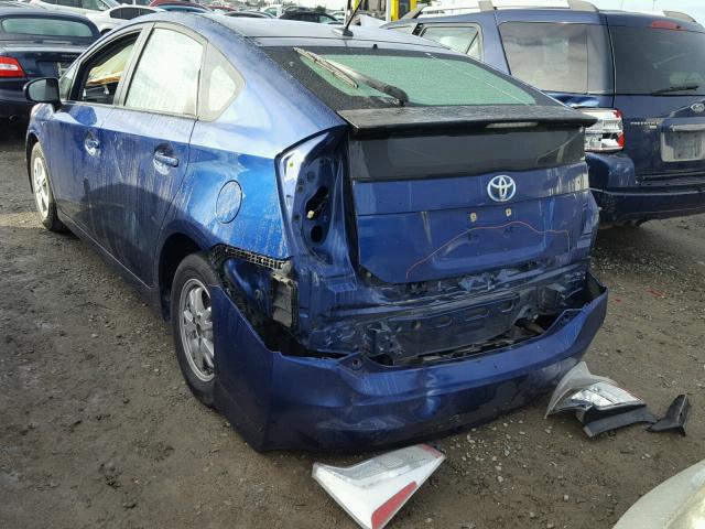 JTDKN3DU4A0007110 - 2010 TOYOTA PRIUS BLUE photo 3