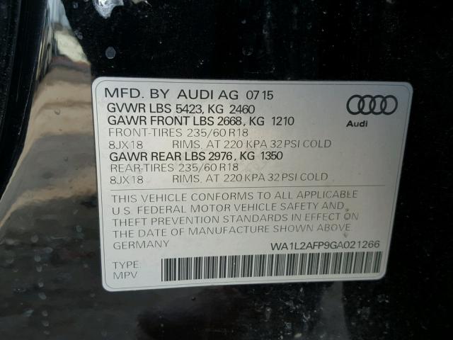 WA1L2AFP9GA021266 - 2016 AUDI Q5 PREMIUM BLACK photo 10