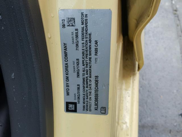 KL8CB6S97EC440818 - 2014 CHEVROLET SPARK LS YELLOW photo 10