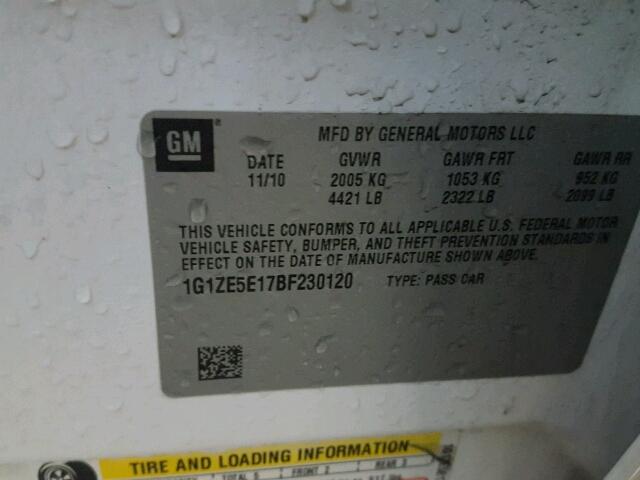 1G1ZE5E17BF230120 - 2011 CHEVROLET MALIBU LTZ Ağ foto 10