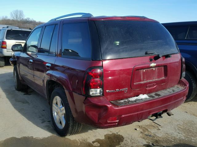 1GNDT13S282252836 - 2008 CHEVROLET TRAILBLAZE BURGUNDY photo 3