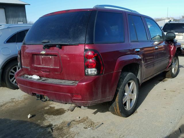 1GNDT13S282252836 - 2008 CHEVROLET TRAILBLAZE BURGUNDY photo 4