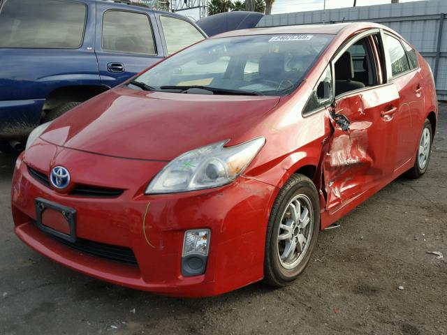 JTDKN3DUXB1380292 - 2011 TOYOTA PRIUS RED photo 2