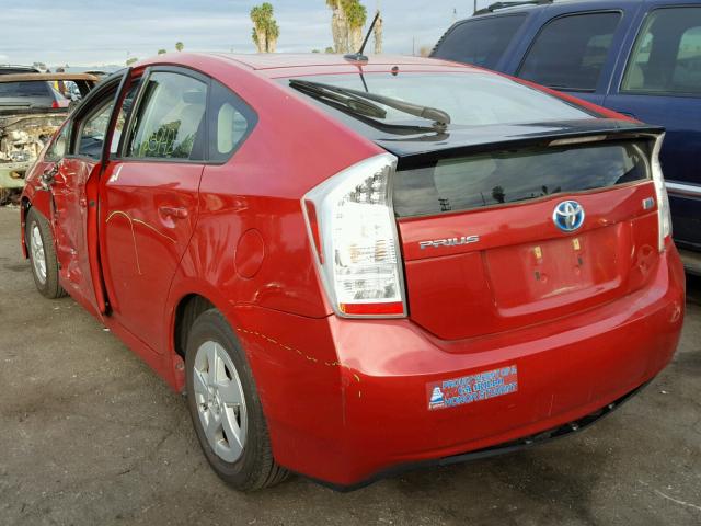 JTDKN3DUXB1380292 - 2011 TOYOTA PRIUS RED photo 3