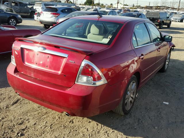 3FAHP08108R149859 - 2008 FORD FUSION SEL RED photo 4