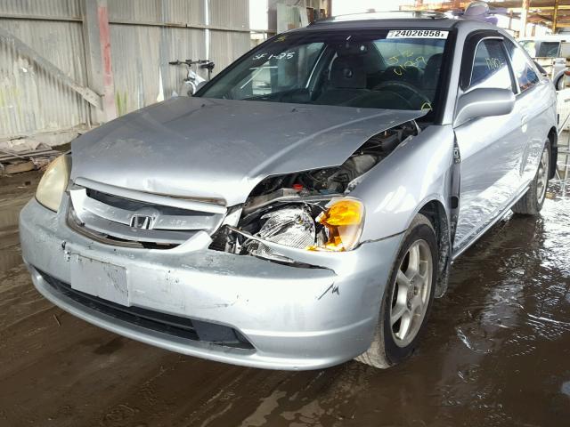 1HGEM22922L016611 - 2002 HONDA CIVIC EX SILVER photo 2