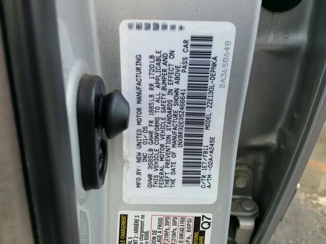 1NXBR32E35Z466641 - 2005 TOYOTA COROLLA CE SILVER photo 10