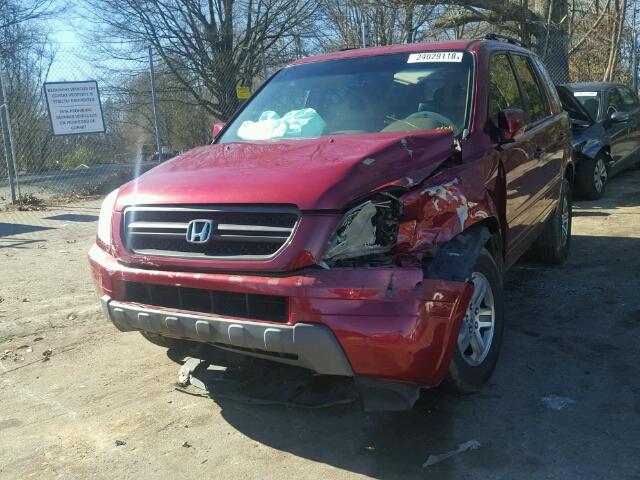 2HKYF18724H573810 - 2004 HONDA PILOT EXL RED photo 2