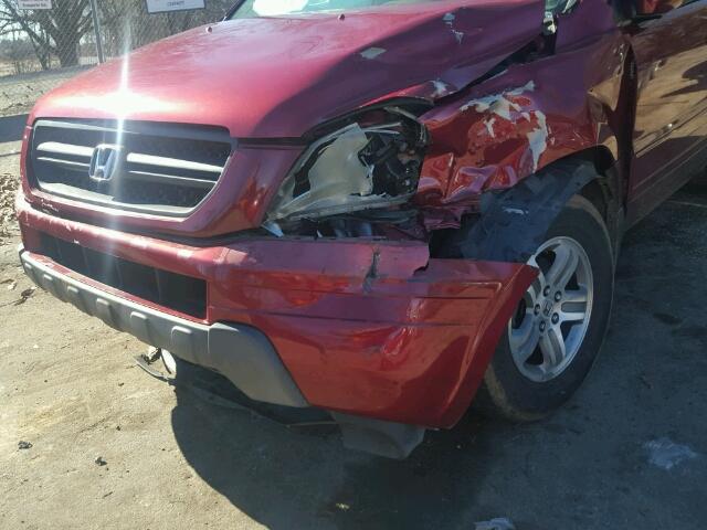 2HKYF18724H573810 - 2004 HONDA PILOT EXL RED photo 9