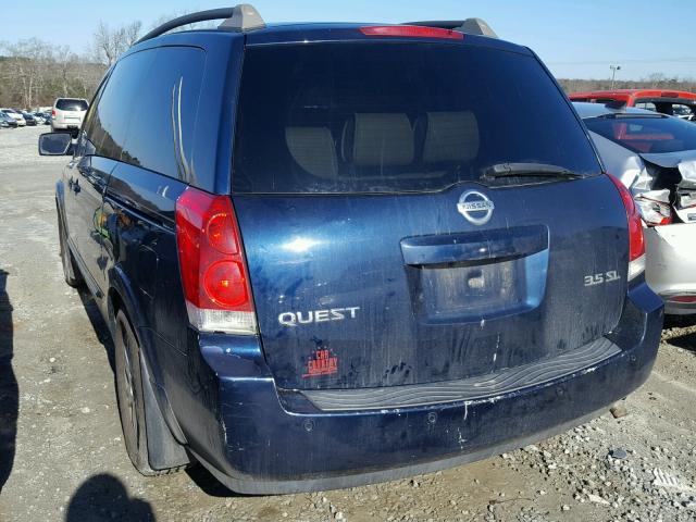 5N1BV28U15N130548 - 2005 NISSAN QUEST S BLUE photo 3