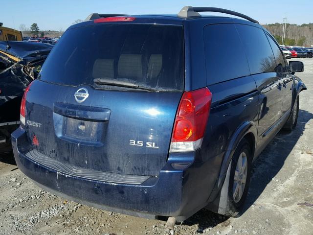 5N1BV28U15N130548 - 2005 NISSAN QUEST S BLUE photo 4