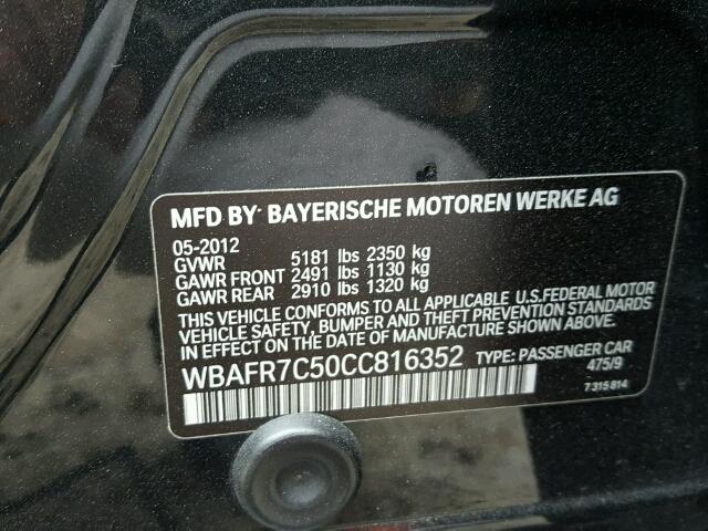 WBAFR7C50CC816352 - 2012 BMW 535 I BLACK photo 10