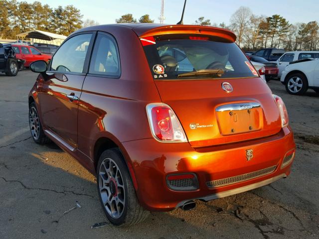 3C3CFFBR8CT109649 - 2012 FIAT 500 SPORT ORANGE photo 3