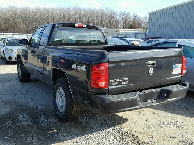 1D7HW42K35S159376 - 2005 DODGE DAKOTA SLT BLACK photo 3