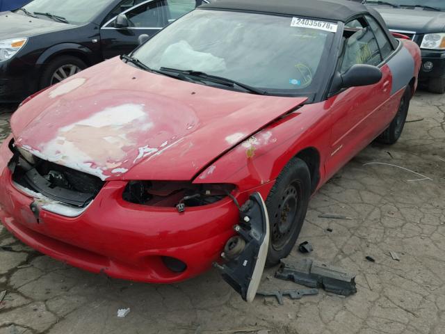 3C3EL45H6VT579769 - 1997 CHRYSLER SEBRING JX RED photo 2