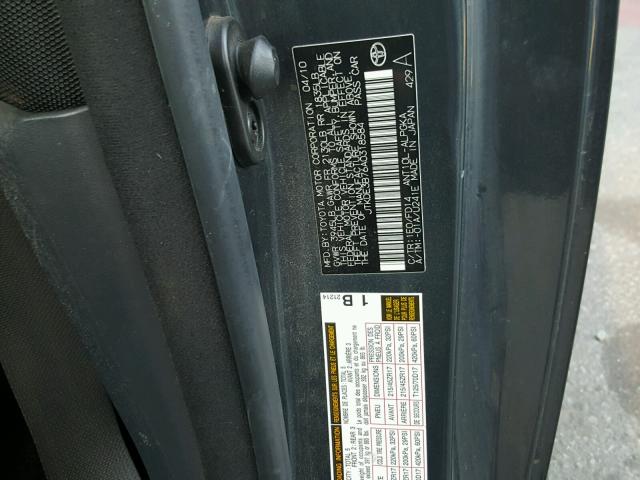 JTKDE3B76A0318584 - 2010 TOYOTA SCION TC 灰色 照片 10