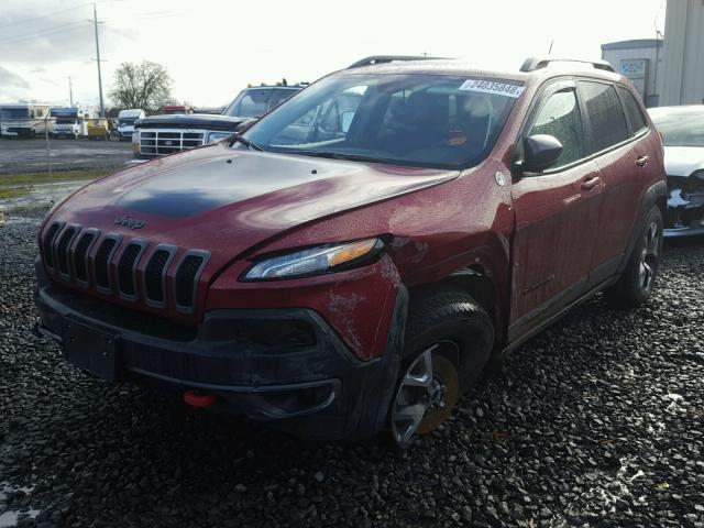 1C4PJMBS1FW757691 - 2015 JEEP CHEROKEE T RED photo 2