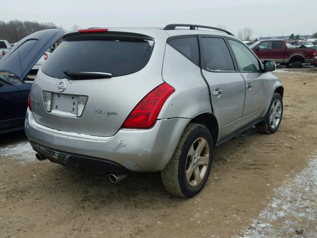 JN8AZ08W93W227907 - 2003 NISSAN MURANO SL SILVER photo 4