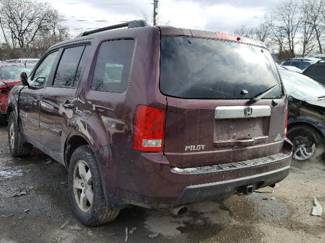 5FNYF48549B018444 - 2009 HONDA PILOT EXL MAROON photo 3