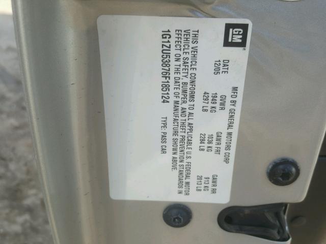 1G1ZU53876F185124 - 2006 CHEVROLET MALIBU LTZ 银色 照片 10