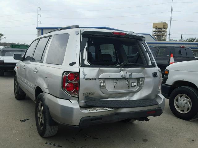 5FNYF28716B023490 - 2006 HONDA PILOT EX SILVER photo 3