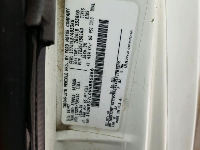 1FDKE37L0VHB86266 - 1997 FORD ECONOLINE WHITE photo 10