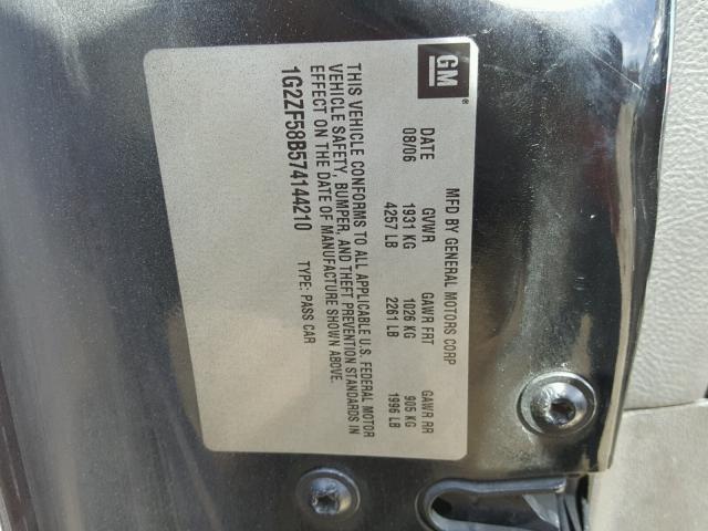 1G2ZF58B574144210 - 2007 PONTIAC G6 VALUE L BLACK photo 10