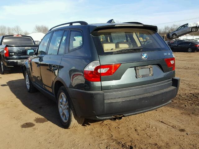 WBXPA734X4WC43715 - 2004 BMW X3 2.5I GREEN photo 3