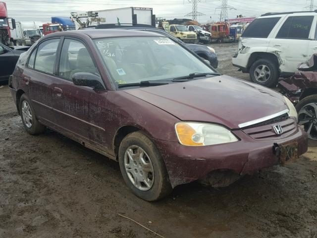 1HGES16542L073223 - 2002 HONDA CIVIC LX MAROON photo 1