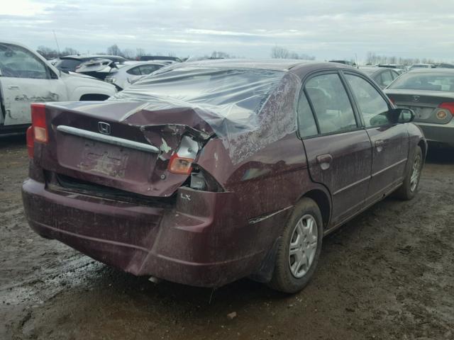 1HGES16542L073223 - 2002 HONDA CIVIC LX MAROON photo 4