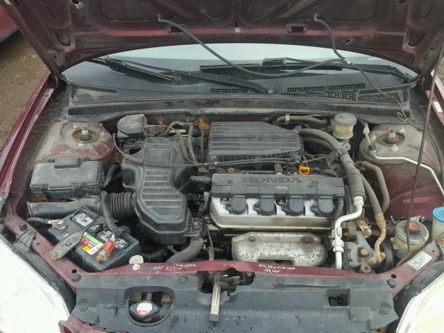 1HGES16542L073223 - 2002 HONDA CIVIC LX MAROON photo 7