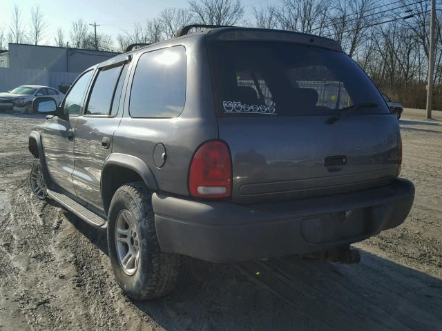 1D4HS38N43F625391 - 2003 DODGE DURANGO SP GRAY photo 3