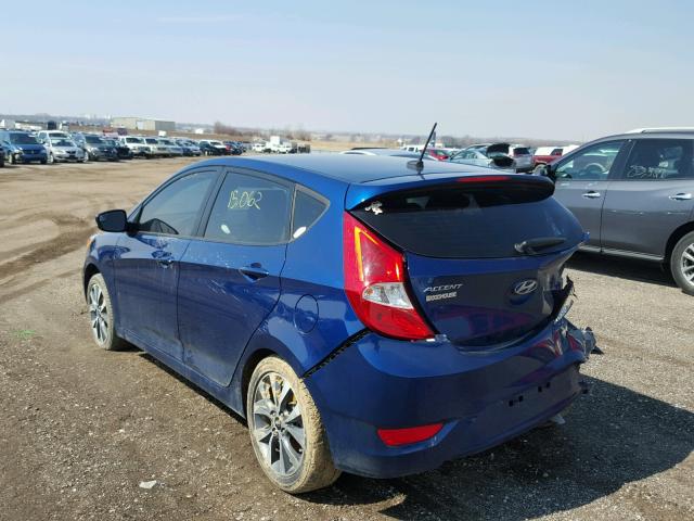 KMHCU5AE8FU201604 - 2015 HYUNDAI ACCENT GLS BLUE photo 3