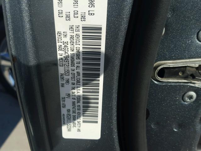 3D4GG47B49T211553 - 2009 DODGE JOURNEY SE GRAY photo 10