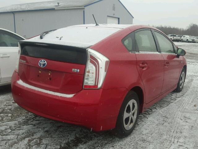 JTDKN3DU9C5520682 - 2012 TOYOTA PRIUS RED photo 4