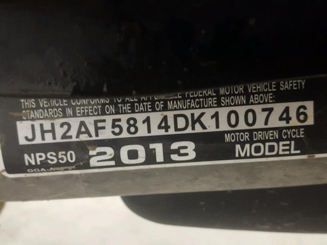 JH2AF5814DK100746 - 2013 HONDA NPS50 BLACK photo 10