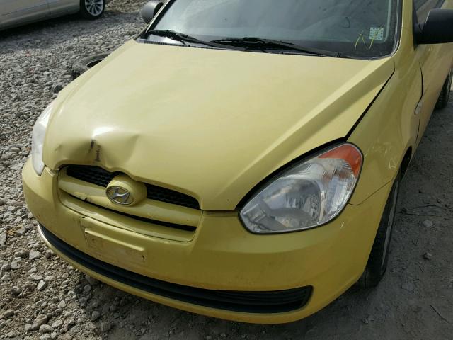 KMHCM36C69U122657 - 2009 HYUNDAI ACCENT GS YELLOW photo 7