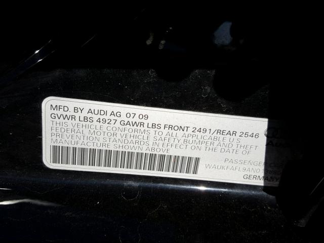 WAUKFAFL9AN013880 - 2010 AUDI A4 PRESTIG BLACK photo 10