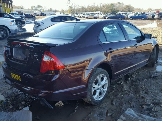 3FAHP0HA1CR389723 - 2012 FORD FUSION SE PURPLE photo 4