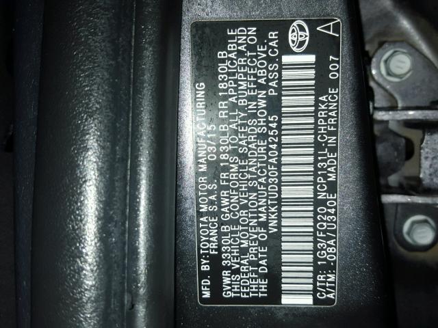 VNKKTUD30FA042545 - 2015 TOYOTA YARIS BLACK photo 10