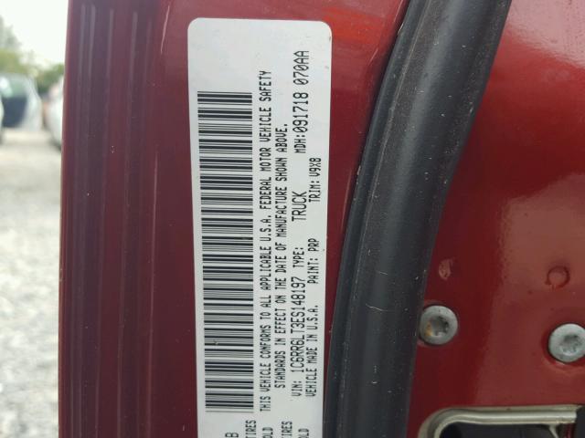 1C6RR6LT3ES148197 - 2014 RAM 1500 SLT RED photo 10