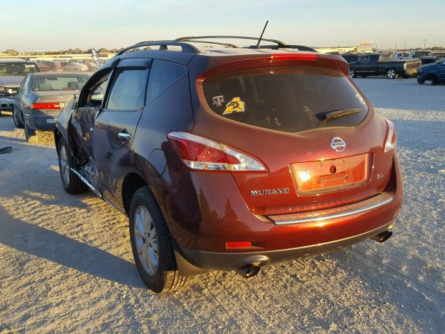 JN8AZ1MU0CW102899 - 2012 NISSAN MURANO S MAROON photo 3