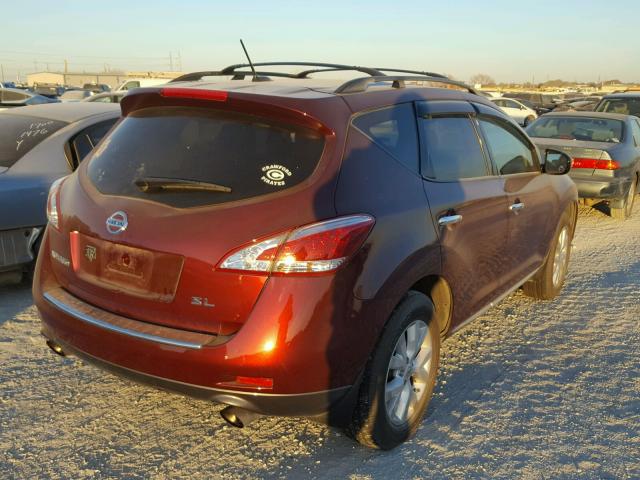 JN8AZ1MU0CW102899 - 2012 NISSAN MURANO S MAROON photo 4