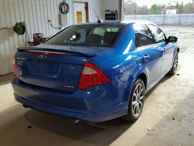 3FAHP0HG7CR104060 - 2012 FORD FUSION SE BLUE photo 4